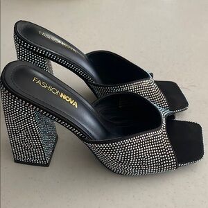 Fashion Nova Black Rhinestone Women's Heels